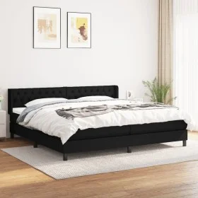 Box spring bed with black fabric mattress 200x200 cm by vidaXL, Beds and slatted bases - Ref: Foro24-3129979, Price: 594,58 €...