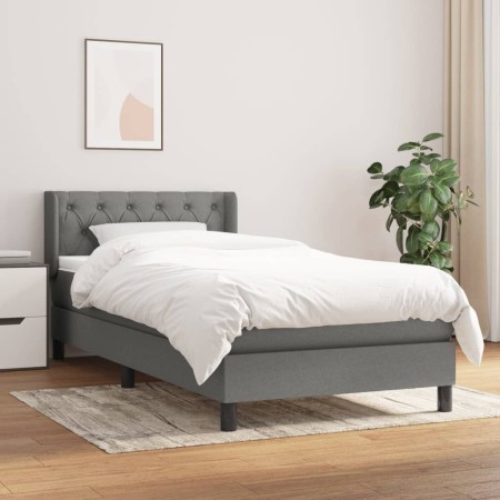 Cama box spring con colchón tela gris oscuro 80x200 cm de vidaXL, Camas y somieres - Ref: Foro24-3129906, Precio: 292,29 €, D...