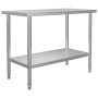 Mesa de trabajo de cocina con estante acero inox 120x60x120cm de vidaXL, Restauración - Ref: Foro24-3054468, Precio: 215,49 €...