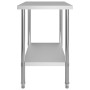Mesa de trabajo de cocina con estante acero inox 120x60x120cm de vidaXL, Restauración - Ref: Foro24-3054468, Precio: 215,49 €...