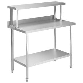 Mesa de trabajo de cocina con estante acero inox 120x60x120 cm de vidaXL, Restauración - Ref: Foro24-3054469, Precio: 235,08 ...