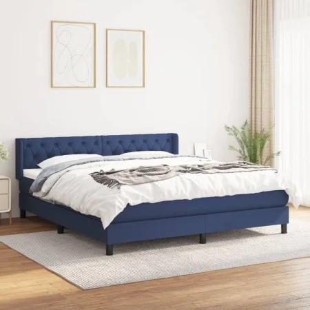 Cama box spring con colchón tela azul 160x200 cm de vidaXL, Camas y somieres - Ref: Foro24-3129967, Precio: 493,35 €, Descuen...
