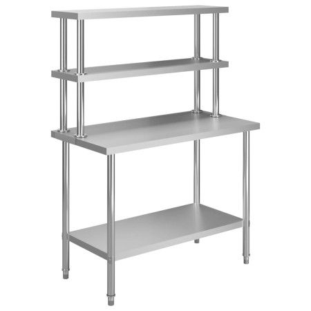 Mesa de trabajo de cocina con estante acero inox 120x60x150 cm de vidaXL, Restauración - Ref: Foro24-3054470, Precio: 259,99 ...