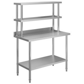 Mesa de trabajo de cocina con estante acero inox 120x60x150 cm de vidaXL, Restauración - Ref: Foro24-3054471, Precio: 277,86 ...