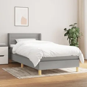 Box spring bed with light gray fabric mattress 100x200 cm by vidaXL, Beds and slatted bases - Ref: Foro24-3130329, Price: 318...