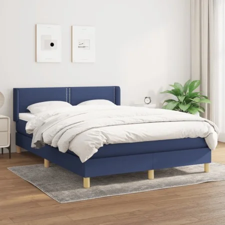 Box spring bed with blue fabric mattress 140x200 cm by vidaXL, Beds and slatted bases - Ref: Foro24-3130199, Price: 430,38 €,...