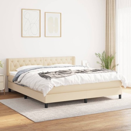 Cama box spring con colchón tela color crema 160x200 cm de vidaXL, Camas y somieres - Ref: Foro24-3129966, Precio: 552,99 €, ...