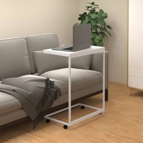 Mesa auxiliar con ruedas de contrachapado blanco 55x35x70 cm en Mesas de centro | Comprar online en Foru.es
