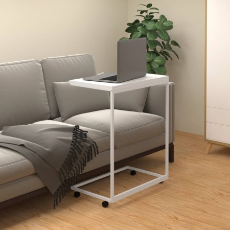 Mesa auxiliar con ruedas de contrachapado blanco 55x35x70 cm en Mesas de centro | Comprar online en Foru.es