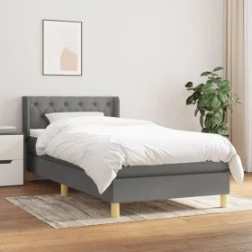 Cama box spring con colchón tela gris oscuro 80x200 cm de vidaXL, Camas y somieres - Ref: Foro24-3130466, Precio: 320,80 €, D...