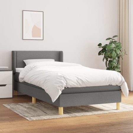 Cama box spring con colchón tela gris oscuro 100x200 cm de vidaXL, Camas y somieres - Ref: Foro24-3130170, Precio: 313,77 €, ...