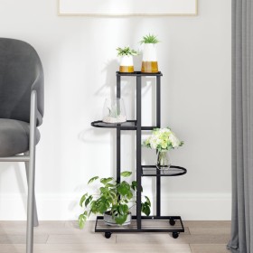 Soporte para flores 4 alturas y ruedas hierro negro 44x23x80 cm en Soportes para macetas | Comprar online en Foru.es