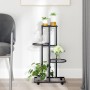 Soporte para flores 4 alturas y ruedas hierro negro 44x23x80 cm en Soportes para macetas | Comprar online en Foru.es