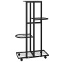 Soporte para flores 4 alturas y ruedas hierro negro 44x23x80 cm en Soportes para macetas | Comprar online en Foru.es