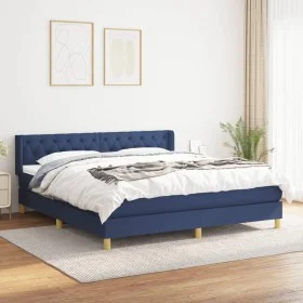Box spring bed with blue fabric mattress 160x200 cm by vidaXL, Beds and slatted bases - Ref: Foro24-3130527, Price: 500,86 €,...
