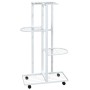 Soporte para flores 4 alturas y ruedas hierro blanco 44x23x80cm en Soportes para macetas | Comprar online en Foru.es