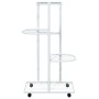 Soporte para flores 4 alturas y ruedas hierro blanco 44x23x80cm en Soportes para macetas | Comprar online en Foru.es