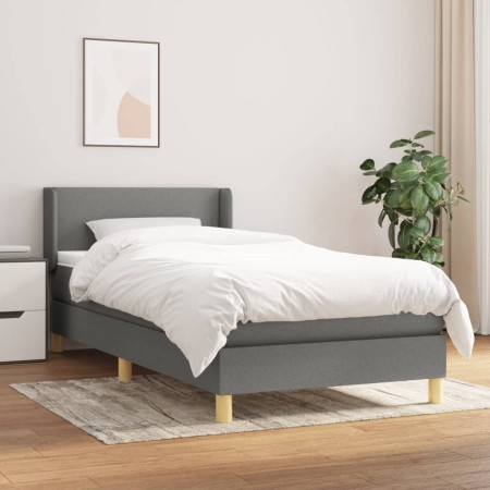 Cama box spring con colchón tela gris oscuro 100x200 cm de vidaXL, Camas y somieres - Ref: Foro24-3130090, Precio: 318,23 €, ...