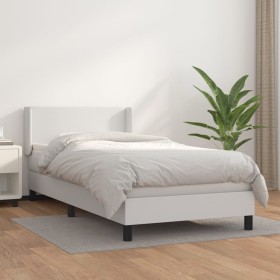 Cama box spring con colchón cuero sintético blanco 100x200 cm de vidaXL, Camas y somieres - Ref: Foro24-3130644, Precio: 318,...