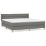 Cama box spring con colchón tela gris oscuro 160x200 cm de vidaXL, Camas y somieres - Ref: Foro24-3130522, Precio: 522,10 €, ...