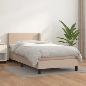 Cama box spring con colchón cuero sintético capuchino 100x200cm de vidaXL, Camas y somieres - Ref: Foro24-3130708, Precio: 31...