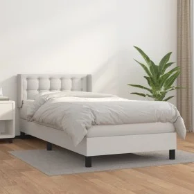 Cama box spring con colchón cuero sintético blanco 90x190 cm de vidaXL, Camas y somieres - Ref: Foro24-3130752, Precio: 325,6...