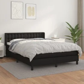 Cama box spring con colchón cuero sintético negro 140x200cm de vidaXL, Camas y somieres - Ref: Foro24-3130781, Precio: 452,20...
