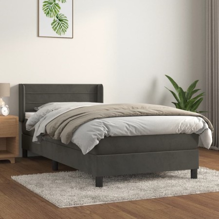 Cama box spring con colchón terciopelo gris oscuro 80x200 cm de vidaXL, Camas y somieres - Ref: Foro24-3130986, Precio: 290,5...