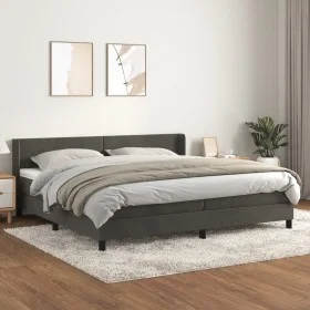 Box spring bed with dark gray velvet mattress 200x200 cm by vidaXL, Beds and slatted bases - Ref: Foro24-3130860, Price: 542,...