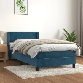 Cama box spring con colchón terciopelo azul oscuro 90x200 cm de vidaXL, Camas y somieres - Ref: Foro24-3130821, Precio: 325,6...