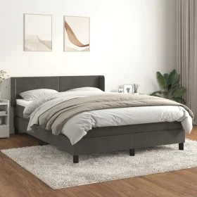 Box spring bed with dark gray velvet mattress 140x190 cm by vidaXL, Beds and slatted bases - Ref: Foro24-3130836, Price: 442,...
