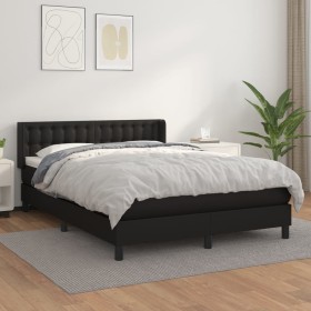 Cama box spring con colchón cuero sintético negro 140x190 cm de vidaXL, Camas y somieres - Ref: Foro24-3130775, Precio: 471,5...