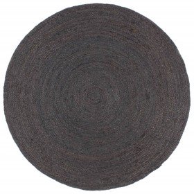Alfombra de yute tejida a mano redonda gris oscuro 210 cm en Alfombras | Comprar online en Foru.es