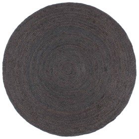 Alfombra de yute tejida a mano redonda gris oscuro 240 cm en Alfombras | Comprar online en Foru.es