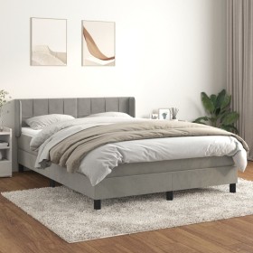 Cama box spring con colchón terciopelo gris claro 140x190 cm de vidaXL, Camas y somieres - Ref: Foro24-3130955, Precio: 453,6...
