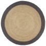 Alfombra hecha a mano de yute con borde gris oscuro 210 cm en Alfombras | Comprar online en Foru.es