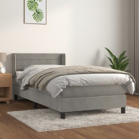 Cama box spring con colchón terciopelo gris claro 90x190 cm de vidaXL, Camas y somieres - Ref: Foro24-3130991, Precio: 292,42...