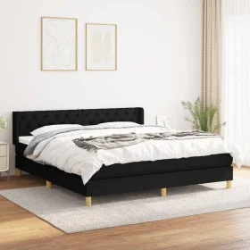 Cama box spring con colchón tela negro 160x200 cm de vidaXL, Camas y somieres - Ref: Foro24-3130523, Precio: 501,32 €, Descue...