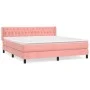 Box spring bed with pink velvet mattress 160x200 cm by vidaXL, Beds and slatted bases - Ref: Foro24-3131152, Price: 465,40 €,...