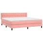 Box spring bed with pink velvet mattress 160x200 cm by vidaXL, Beds and slatted bases - Ref: Foro24-3131152, Price: 465,40 €,...