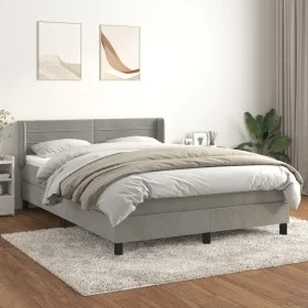 Cama box spring con colchón terciopelo gris claro 140x200 cm de vidaXL, Camas y somieres - Ref: Foro24-3131021, Precio: 439,5...