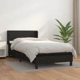 Cama box spring con colchón cuero sintético negro 90x190 cm de vidaXL, Camas y somieres - Ref: Foro24-3130691, Precio: 307,13...