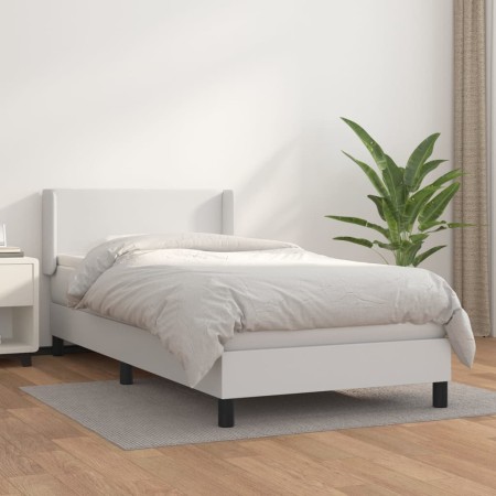 Cama box spring con colchón cuero sintético blanco 90x190 cm de vidaXL, Camas y somieres - Ref: Foro24-3130638, Precio: 307,7...