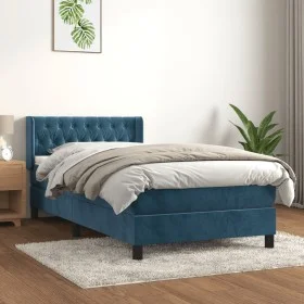 Cama box spring con colchón terciopelo azul oscuro 90x190 cm de vidaXL, Camas y somieres - Ref: Foro24-3131115, Precio: 317,7...