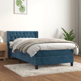 Cama box spring con colchón terciopelo azul oscuro 90x190 cm de vidaXL, Camas y somieres - Ref: Foro24-3131115, Precio: 305,4...