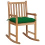 Silla mecedora de madera maciza de teca con cojín verde en Sillas de jardín | Comprar online en Foru.es