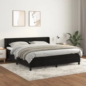 Cama box spring con colchón terciopelo negro 160x200 cm de vidaXL, Camas y somieres - Ref: Foro24-3131089, Precio: 500,61 €, ...