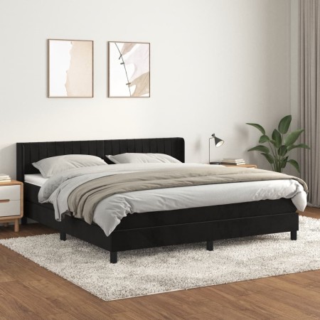 Cama box spring con colchón terciopelo negro 160x200 cm de vidaXL, Camas y somieres - Ref: Foro24-3131089, Precio: 480,16 €, ...