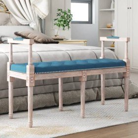 Banco de terciopelo azul 110x40x70 cm en Bancos | Comprar online en Foru.es