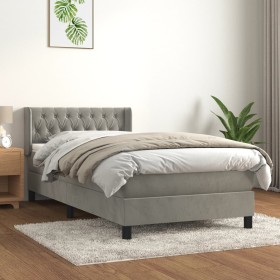 Cama box spring con colchón terciopelo gris claro 90x190 cm de vidaXL, Camas y somieres - Ref: Foro24-3131117, Precio: 311,89...